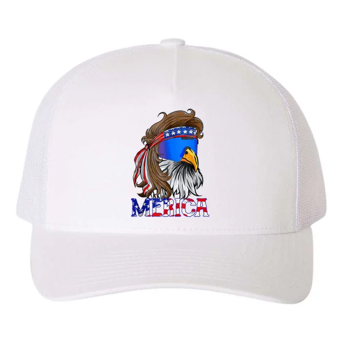 Eagle Mullet 4th Of July USA American Flag Merica Yupoong Adult 5-Panel Trucker Hat