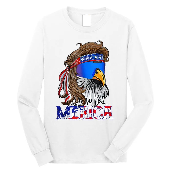 Eagle Mullet 4th Of July USA American Flag Merica Long Sleeve Shirt