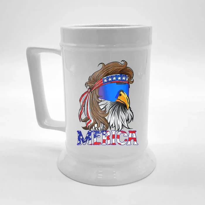 Eagle Mullet 4th Of July USA American Flag Merica Front & Back Beer Stein