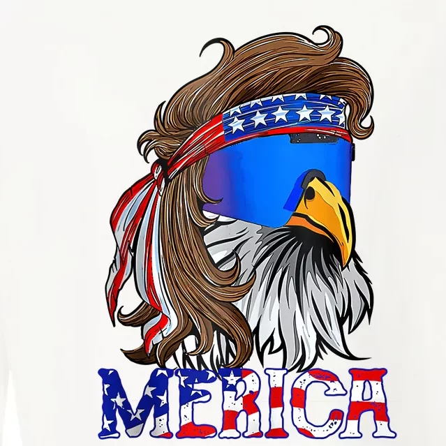 Eagle Mullet 4th Of July USA American Flag Merica Cropped Pullover Crew