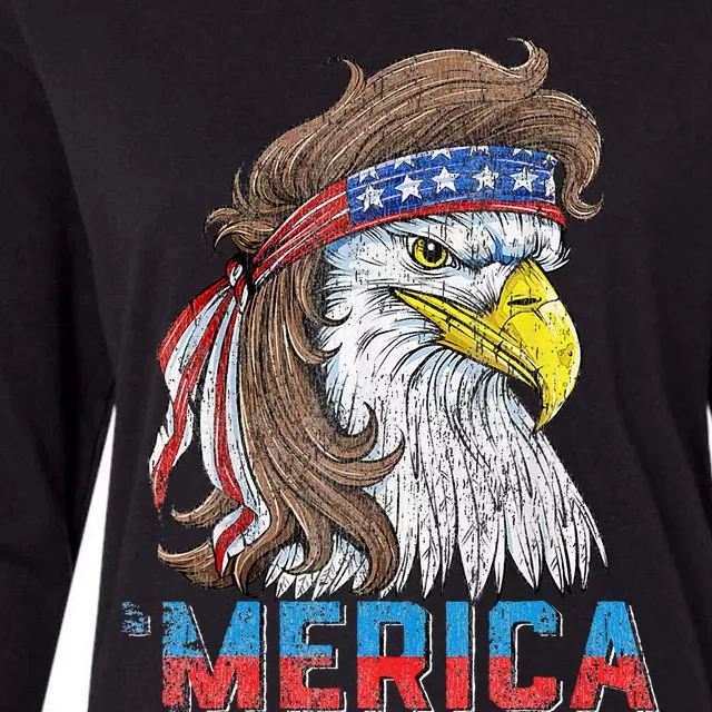 Eagle Mullet 4th Of July USA American Flag Eagle Merica Womens Cotton Relaxed Long Sleeve T-Shirt