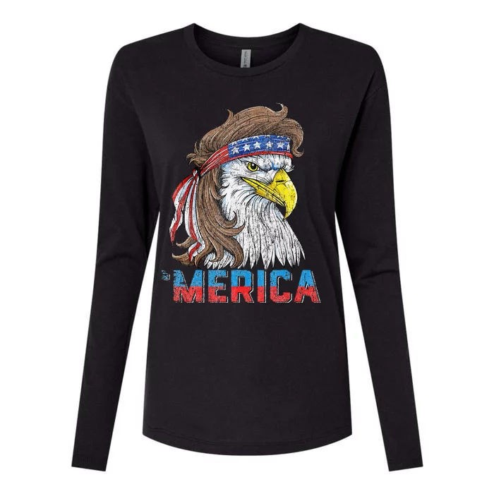 Eagle Mullet 4th Of July USA American Flag Eagle Merica Womens Cotton Relaxed Long Sleeve T-Shirt