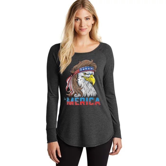 Eagle Mullet 4th Of July USA American Flag Eagle Merica Women's Perfect Tri Tunic Long Sleeve Shirt