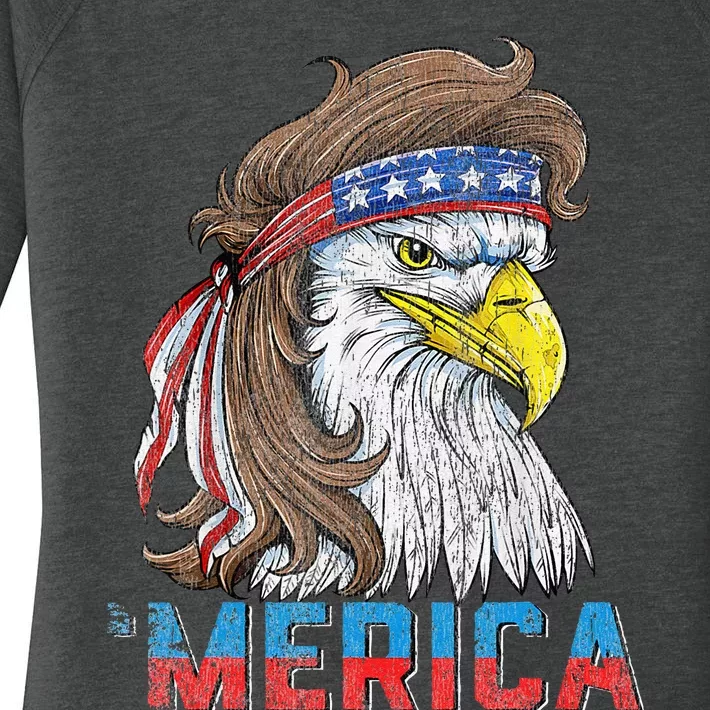 Eagle Mullet 4th Of July USA American Flag Eagle Merica Women's Perfect Tri Tunic Long Sleeve Shirt