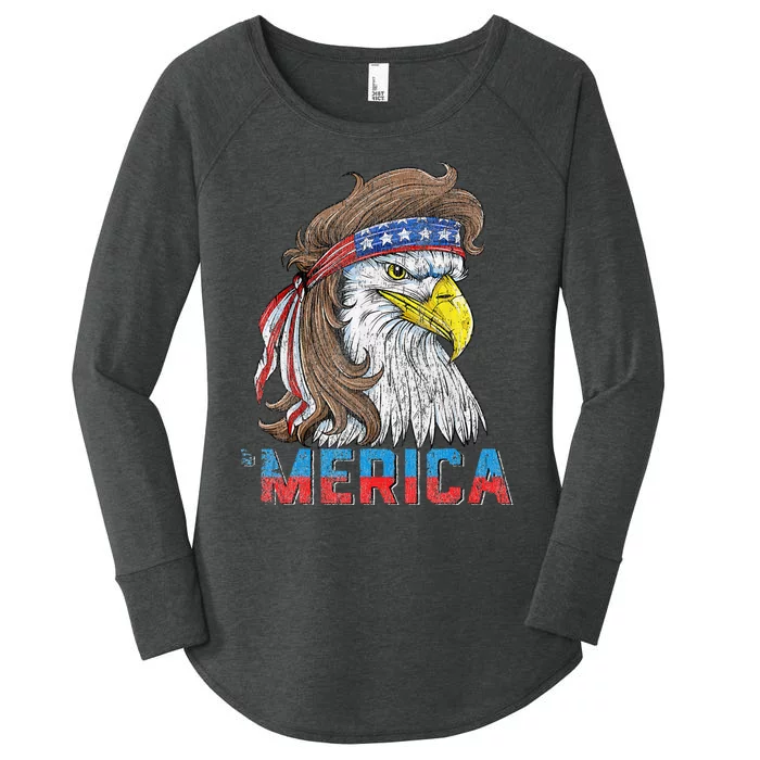 Eagle Mullet 4th Of July USA American Flag Eagle Merica Women's Perfect Tri Tunic Long Sleeve Shirt