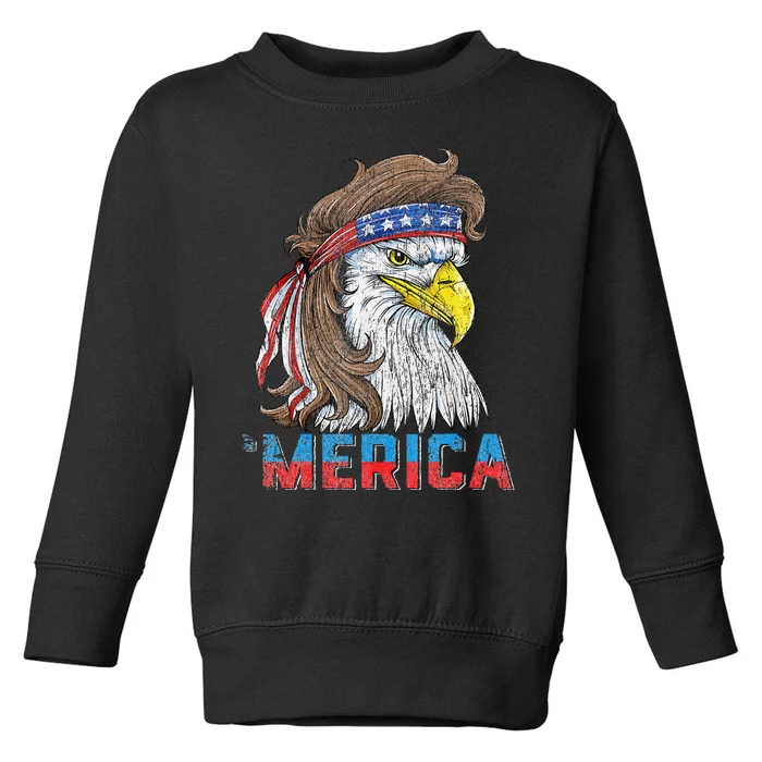 Eagle Mullet 4th Of July USA American Flag Eagle Merica Toddler Sweatshirt