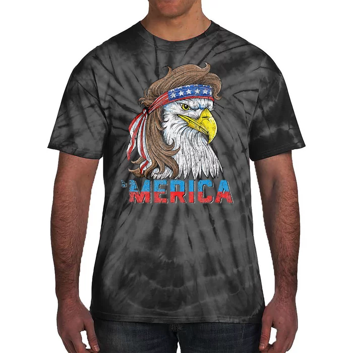 Eagle Mullet 4th Of July USA American Flag Eagle Merica Tie-Dye T-Shirt