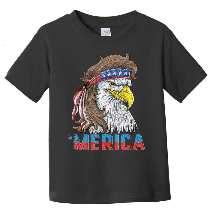 Eagle Mullet 4th Of July USA American Flag Eagle Merica Toddler T-Shirt