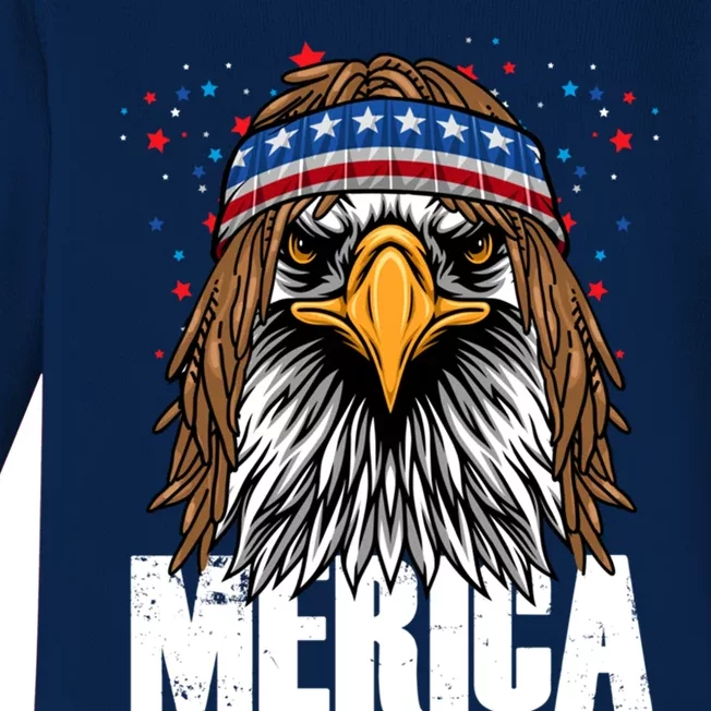 Eagle Mullet 4th Of July Usa American Flag Merica Cool Gift Baby Long Sleeve Bodysuit