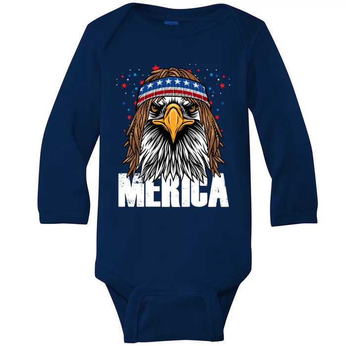 Eagle Mullet 4th Of July Usa American Flag Merica Cool Gift Baby Long Sleeve Bodysuit