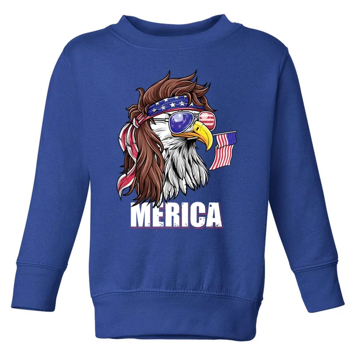 Eagle Mullet 4th Of July Usa American Flag Merica Funny Gift Toddler Sweatshirt