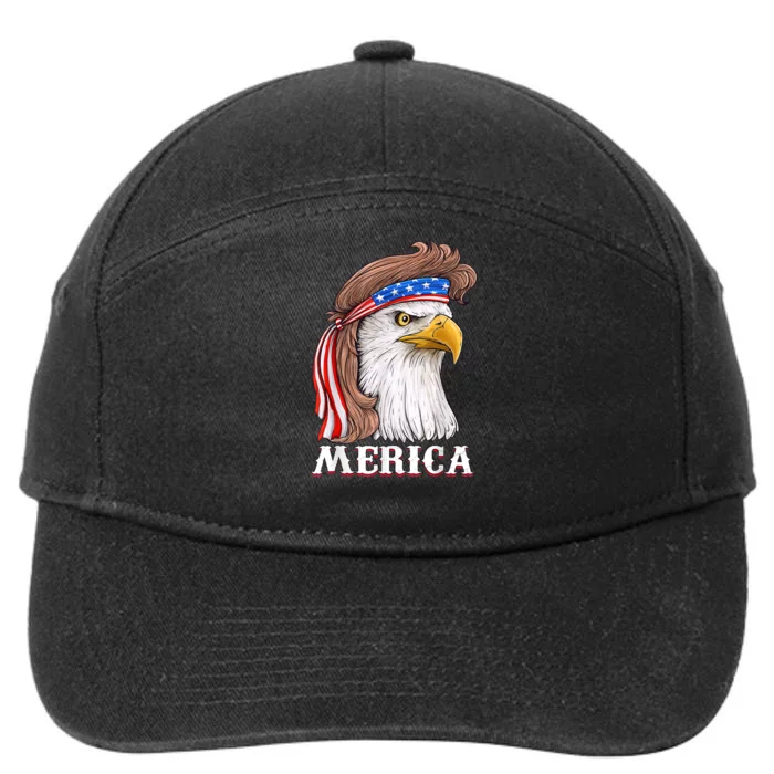 Eagle Mullet 4th Of July USA American Flag Merica 7-Panel Snapback Hat