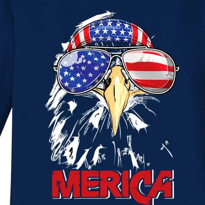 Eagle Mullet 4th Of July Usa American Flag Merica Meaningful Gift Baby Long Sleeve Bodysuit