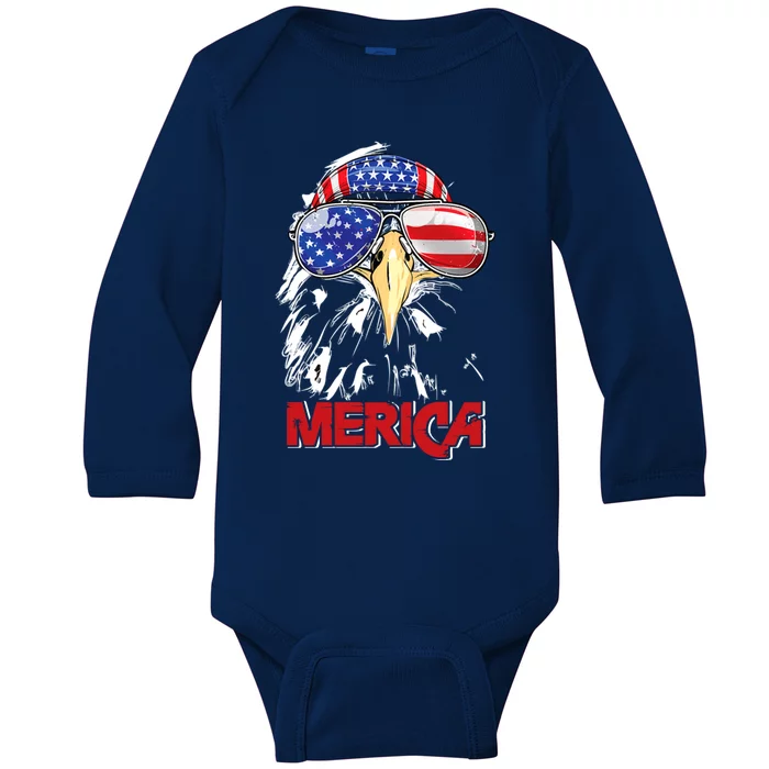 Eagle Mullet 4th Of July Usa American Flag Merica Meaningful Gift Baby Long Sleeve Bodysuit