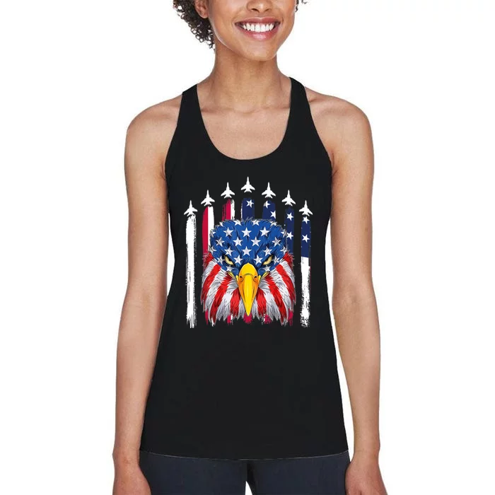 Eagle Mullet 4th Of July USA American Flag Merica Women's Racerback Tank