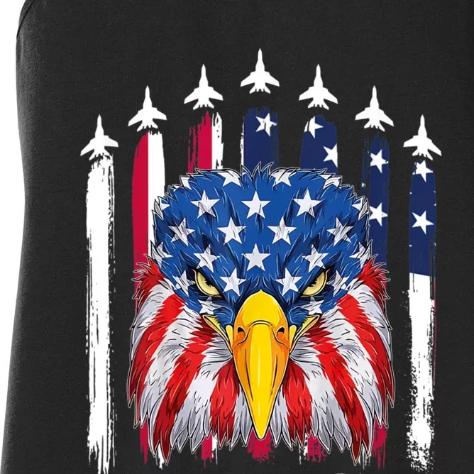 Eagle Mullet 4th Of July USA American Flag Merica Women's Racerback Tank