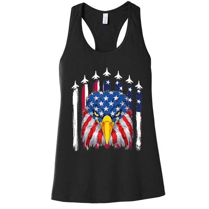 Eagle Mullet 4th Of July USA American Flag Merica Women's Racerback Tank