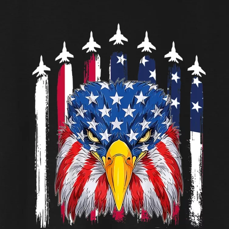 Eagle Mullet 4th Of July USA American Flag Merica Women's Crop Top Tee