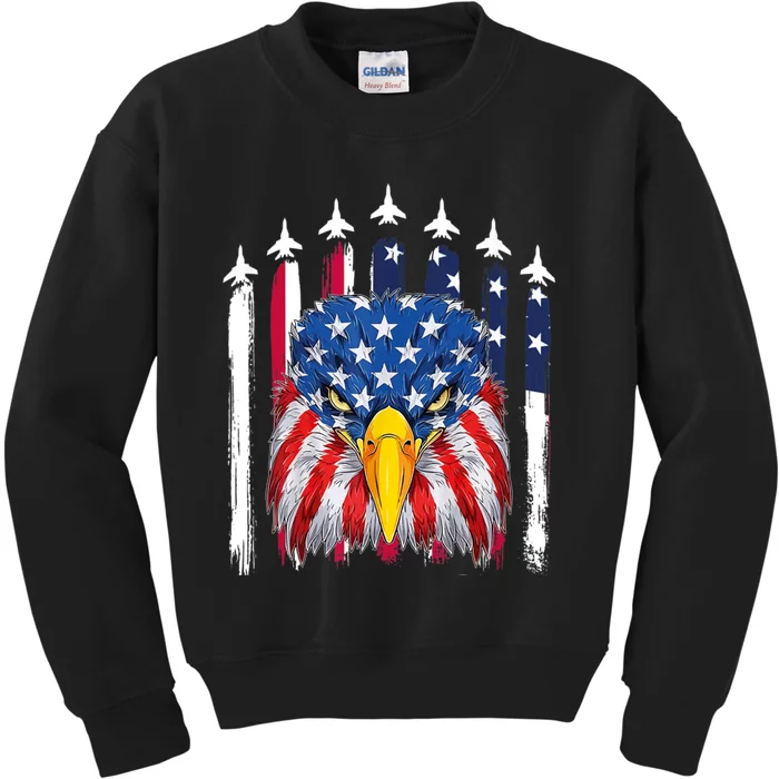 Eagle Mullet 4th Of July USA American Flag Merica Kids Sweatshirt