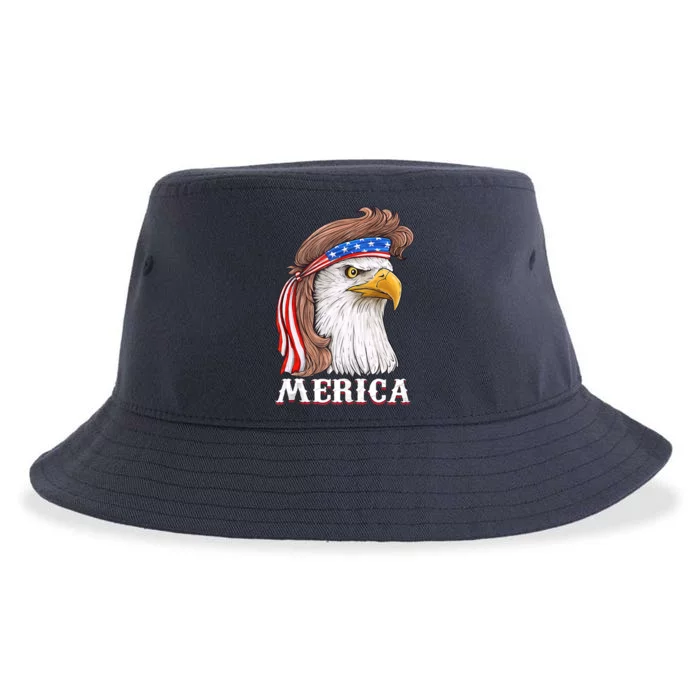 Eagle Mullet 4th Of July USA American Flag Merica Sustainable Bucket Hat