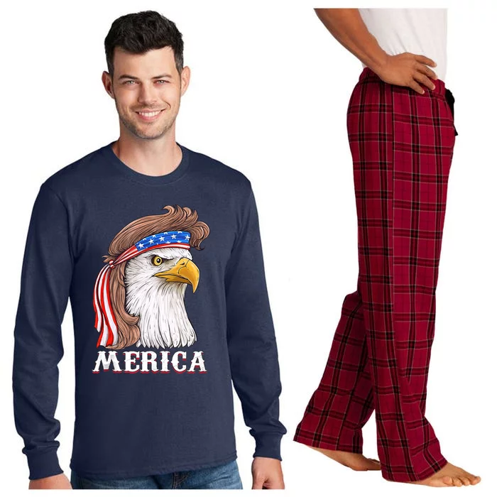 Eagle Mullet 4th Of July USA American Flag Merica Long Sleeve Pajama Set