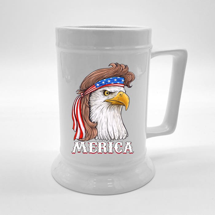 Eagle Mullet 4th Of July USA American Flag Merica Front & Back Beer Stein