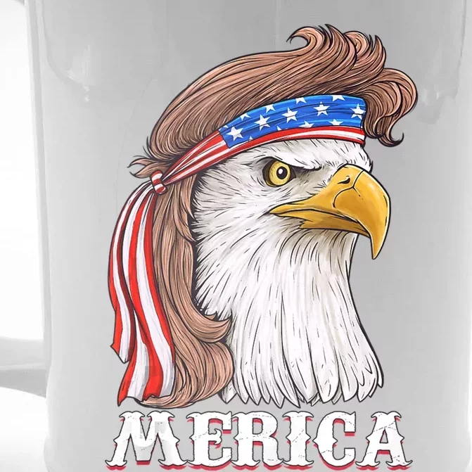 Eagle Mullet 4th Of July USA American Flag Merica Front & Back Beer Stein