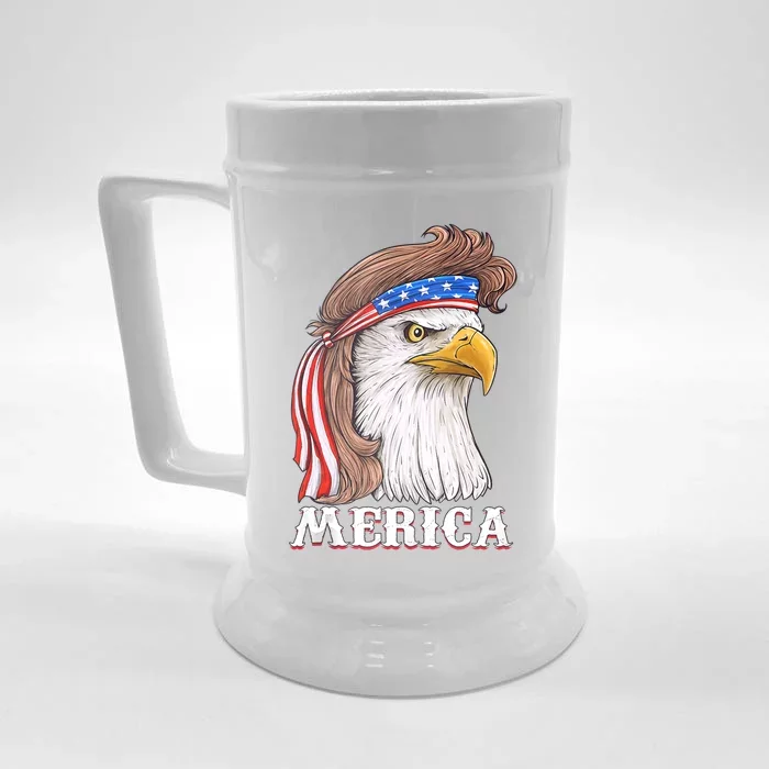 Eagle Mullet 4th Of July USA American Flag Merica Front & Back Beer Stein