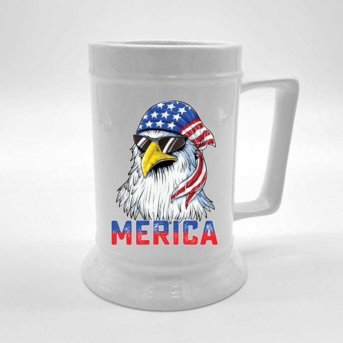 Eagle Merica 4th Of July Usa American Flag Patriotic Gift Front & Back Beer Stein