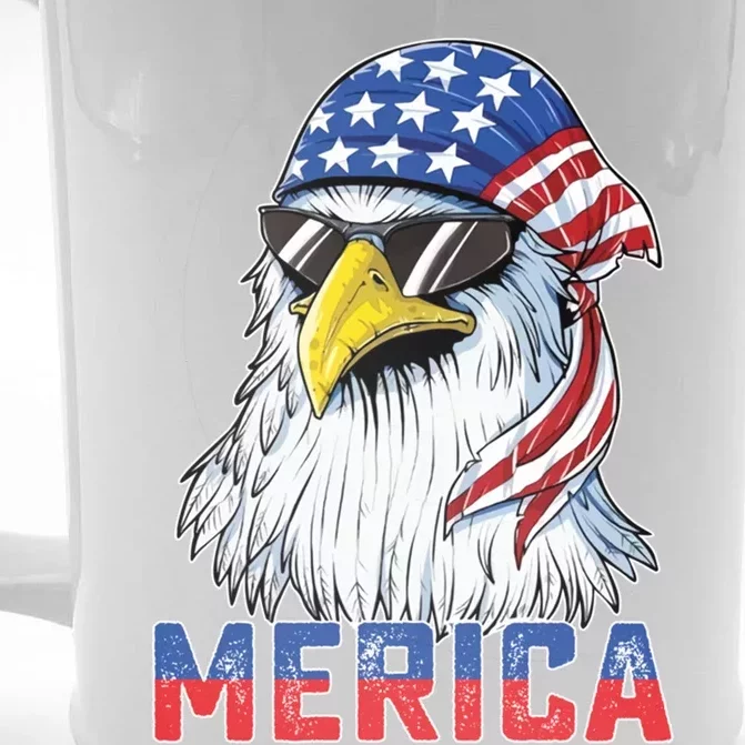 Eagle Merica 4th Of July Usa American Flag Patriotic Gift Front & Back Beer Stein