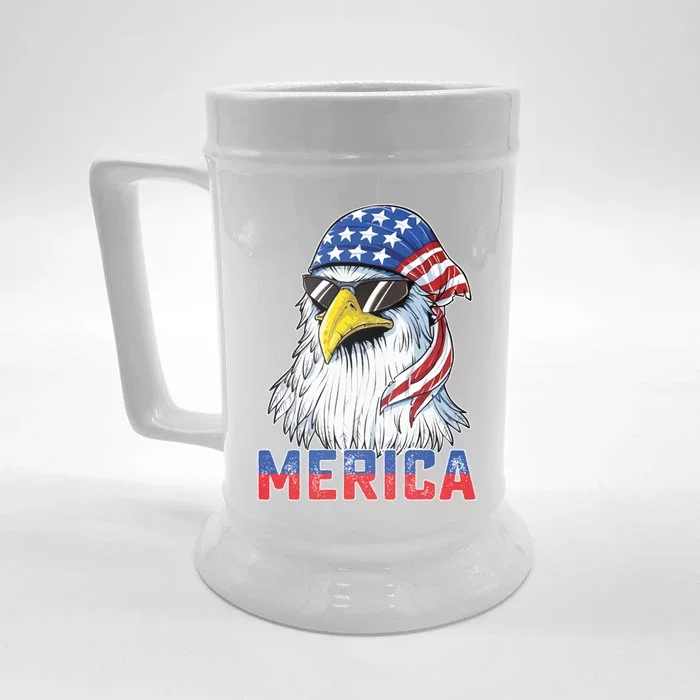 Eagle Merica 4th Of July Usa American Flag Patriotic Gift Front & Back Beer Stein