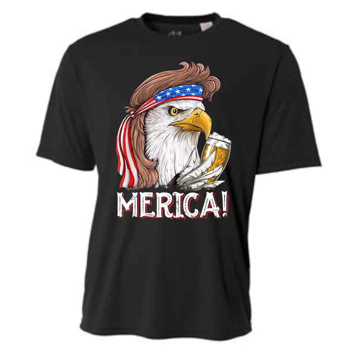 Eagle Mullet 4th Of July Beer Usa American Flag Merica Cute Gift Cooling Performance Crew T-Shirt