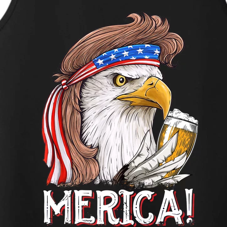 Eagle Mullet 4th Of July Beer Usa American Flag Merica Cute Gift Performance Tank