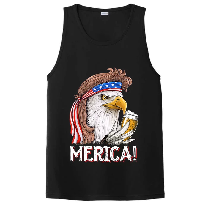 Eagle Mullet 4th Of July Beer Usa American Flag Merica Cute Gift Performance Tank