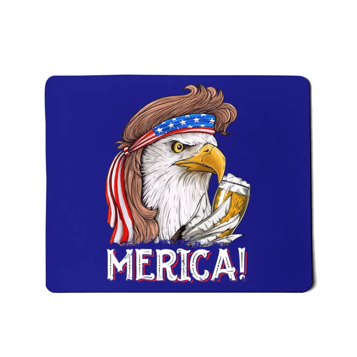 Eagle Mullet 4th Of July Beer Usa American Flag Merica Cute Gift Mousepad