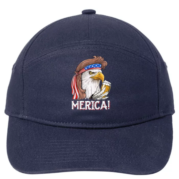 Eagle Mullet 4th Of July Beer Usa American Flag Merica Cute Gift 7-Panel Snapback Hat