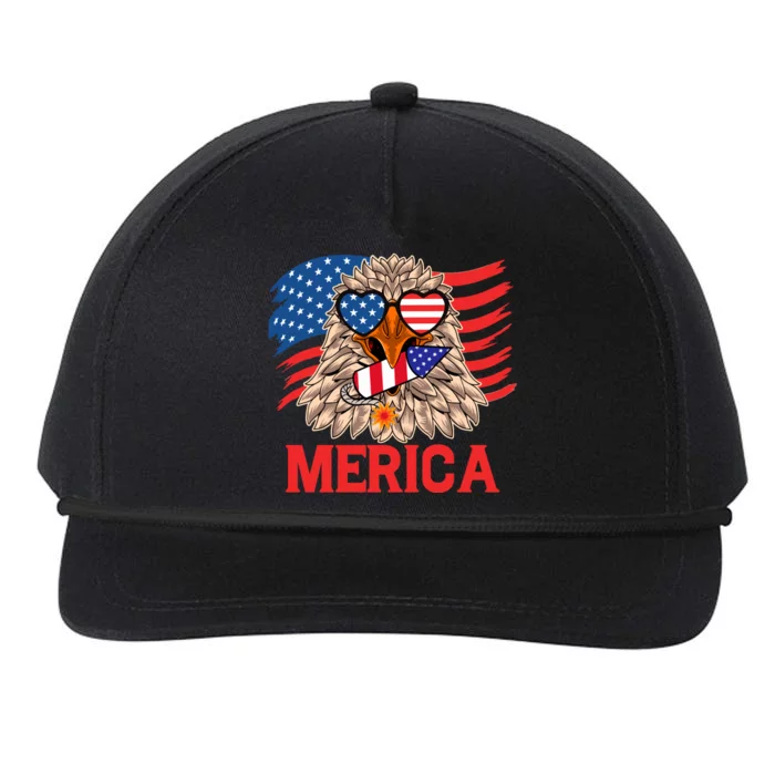 Eagle Mullet 4th Of July USA American Flag Merica Snapback Five-Panel Rope Hat