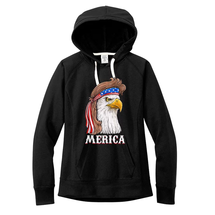 Eagle Mullet 4th Of July Usa American Flag Merica Women's Fleece Hoodie