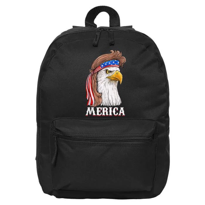 Eagle Mullet 4th Of July Usa American Flag Merica 16 in Basic Backpack