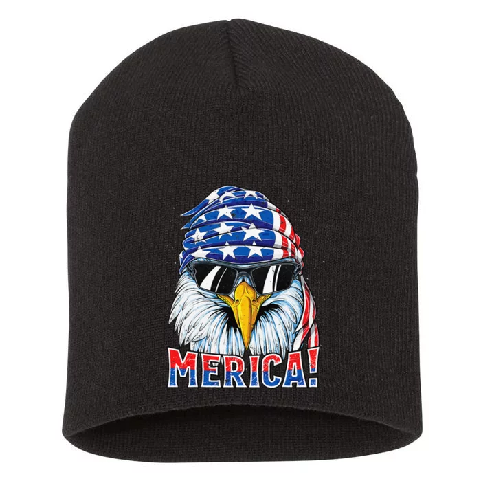 Eagle Merica 4th of July Merica American Short Acrylic Beanie