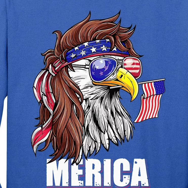 Eagle Mullet 4th Of July USA American Flag Merica Tall Long Sleeve T-Shirt