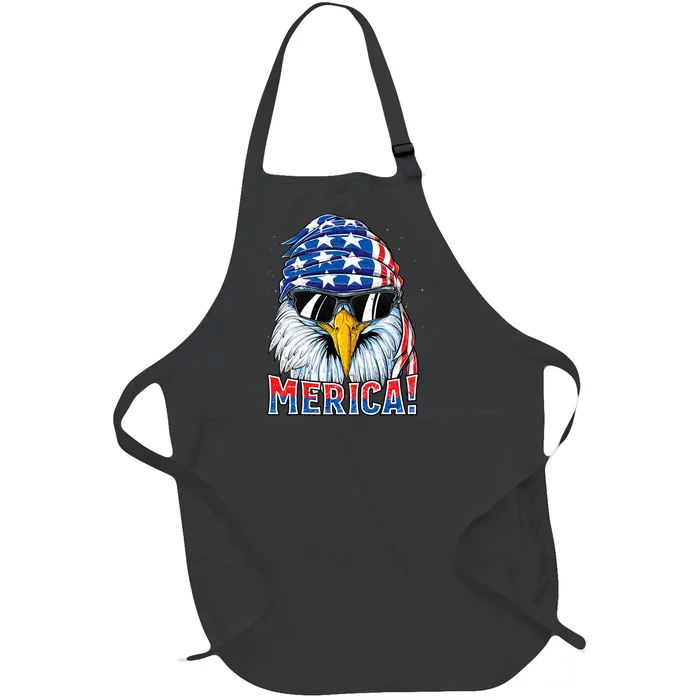 Eagle Merica 4th Of July Merica American Full-Length Apron With Pocket