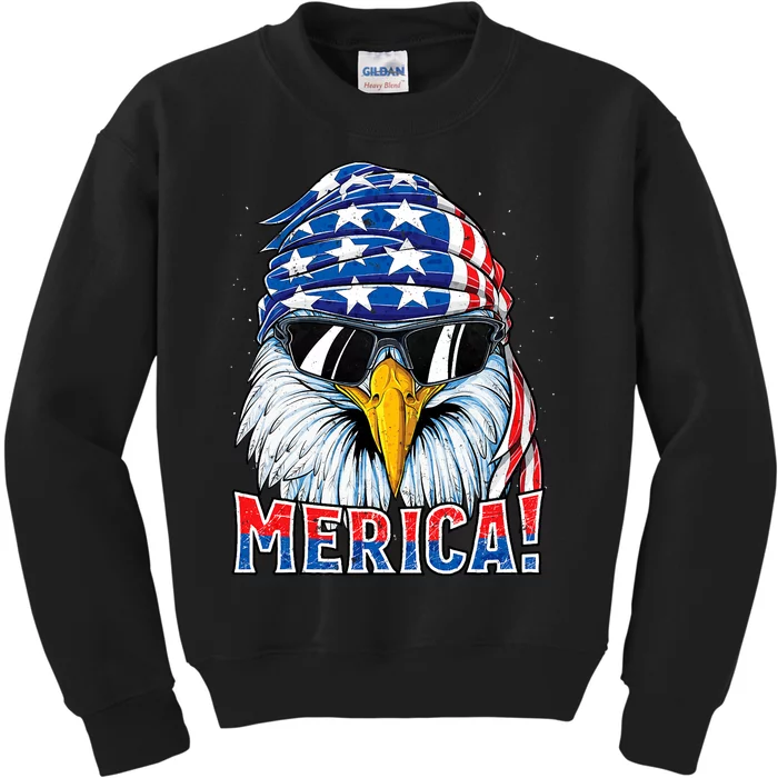 Eagle Merica 4th Of July Merica American Kids Sweatshirt