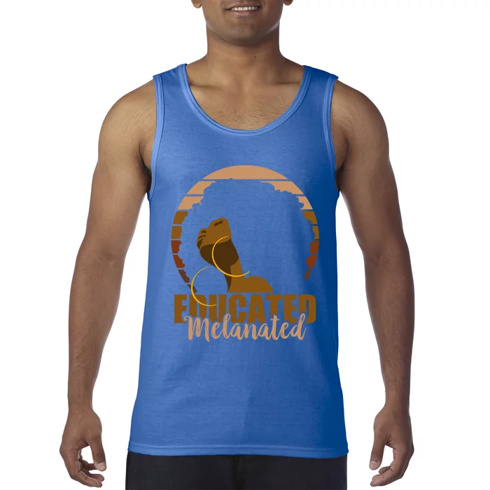 Educated Melanated Afro Melanin Sunset Black History Cool Gift Tank Top