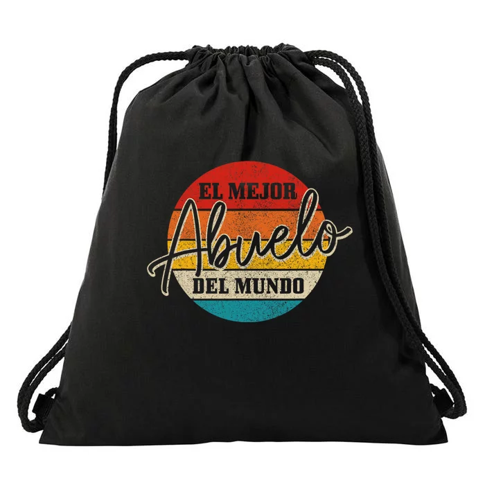 El Mejor Abuelo Del Mundo Vintage Fathers Day Dia Del Padre Drawstring Bag