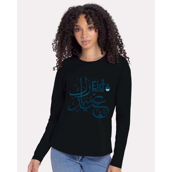 Eid Mubarak Arab Calligraphy Eid Mubarak Great Gift Womens Cotton Relaxed Long Sleeve T-Shirt