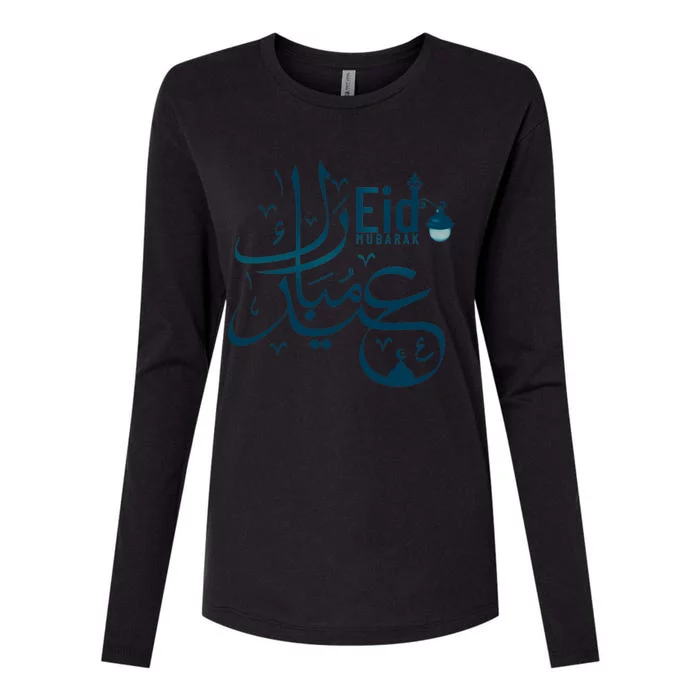 Eid Mubarak Arab Calligraphy Eid Mubarak Great Gift Womens Cotton Relaxed Long Sleeve T-Shirt