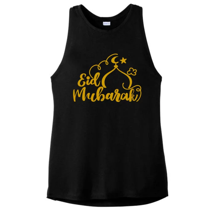 Eid Mubarak Arabic Holiday Ladies Tri-Blend Wicking Tank