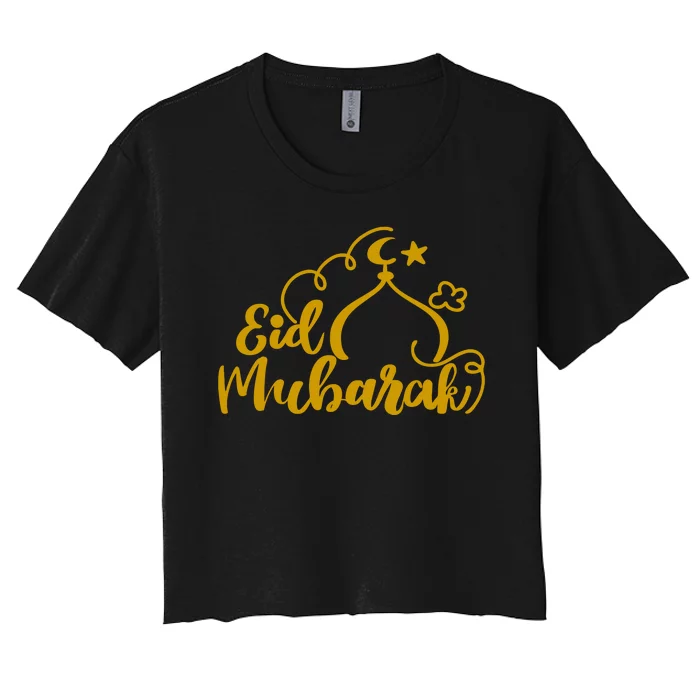 Eid Mubarak Arabic Holiday Women's Crop Top Tee