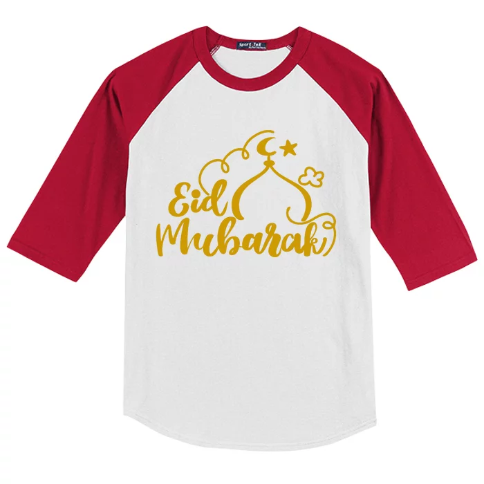 Eid Mubarak Arabic Holiday Kids Colorblock Raglan Jersey